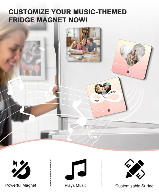 Custom Musical Fridge Magnet - Personalized Gift for Family, Friends, and Partners, Customize Photos, Text, and Music, Ideal for Christmas and Anniversaries