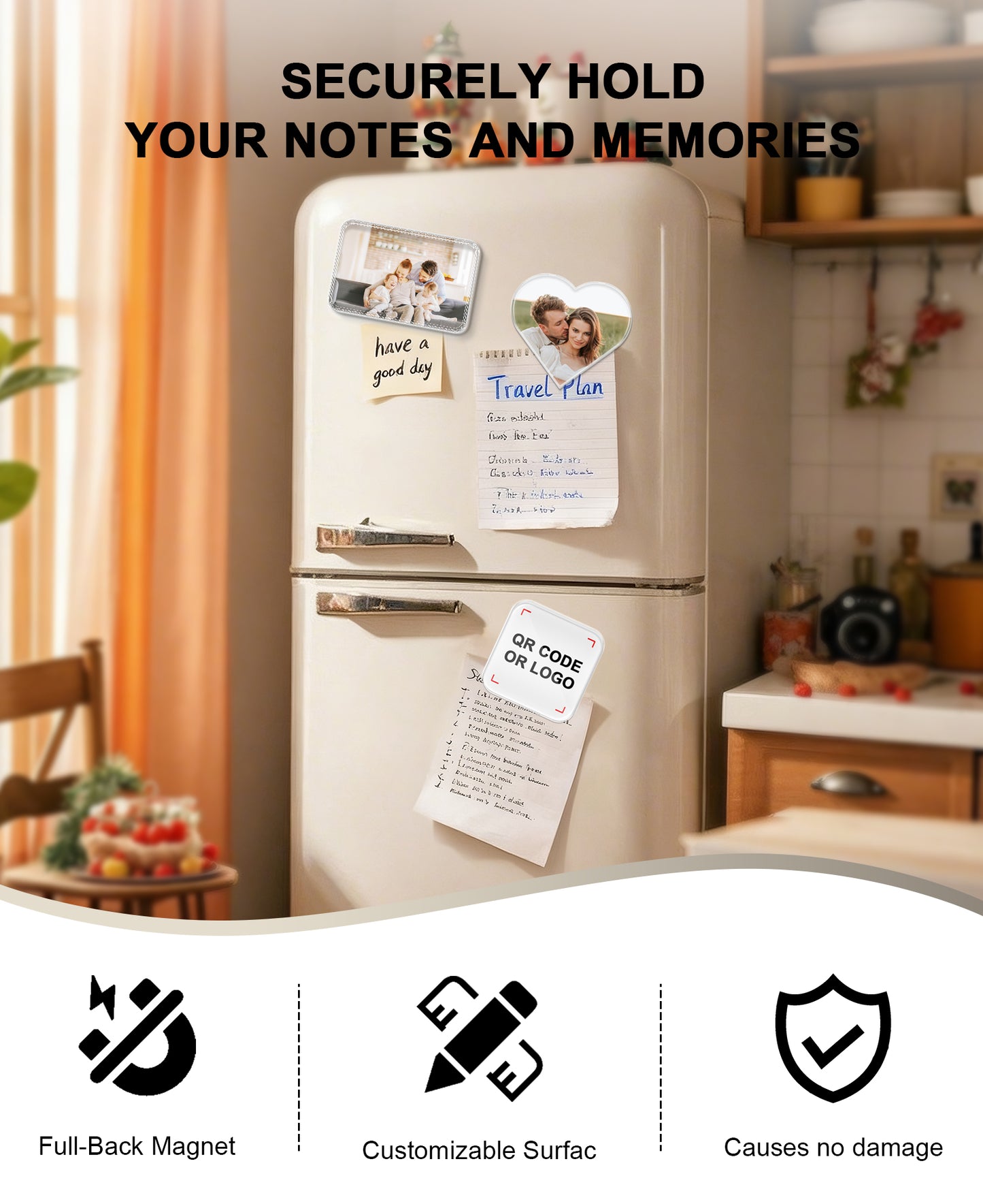 Custom Fridge Magnet - Personalized Photo Acrylic Refrigerator Magnets, Personalized Couple Memory Keepsakes & Wedding Favors, Upload Picture for Custom Magnets Gifts for Friends & Family