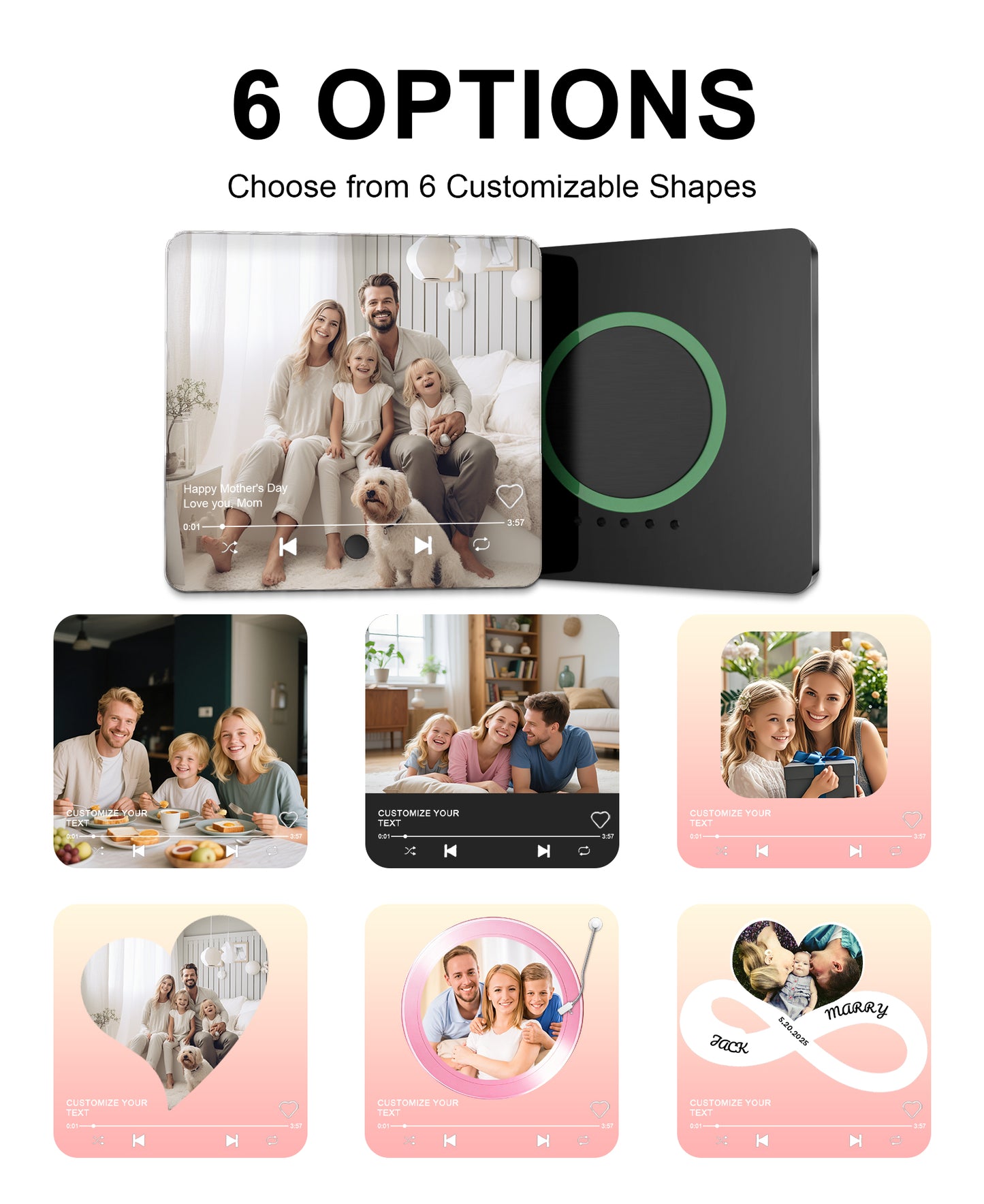 Custom Musical Fridge Magnet - Personalized Gift for Family, Friends, and Partners, Customize Photos, Text, and Music, Ideal for Christmas and Anniversaries