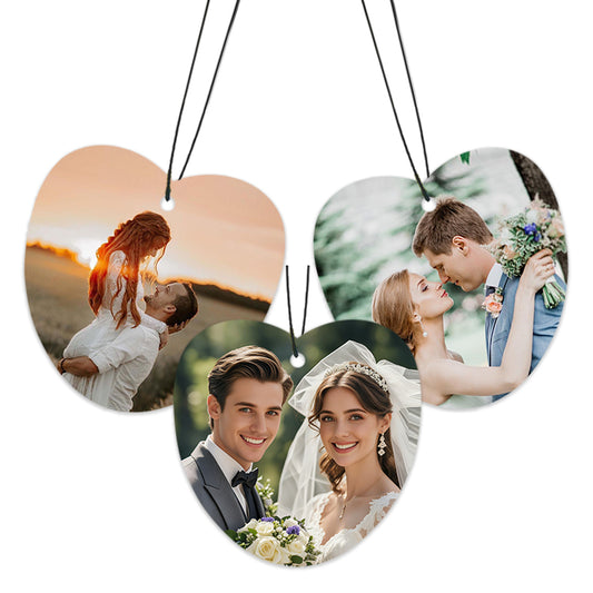 Personalized Double-Sided Custom Car Air Freshener - 100% Natural Material - Various Fragrance Types - Long-lasting Scent - Ideal for Car, Home, and Gifting (Heart)