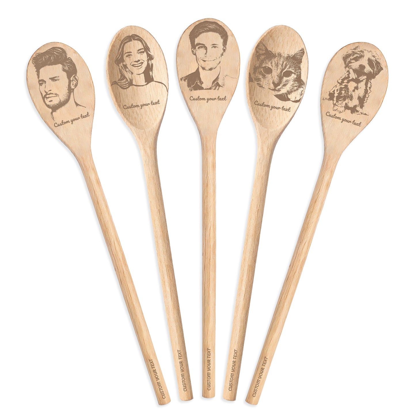 Custom Wooden Spoon - Personalized Engraved with Photo & Name | Unique Kitchen Gift for Mom, Wife, Grandmother | Cooking, Wedding, Anniversary Keepsake