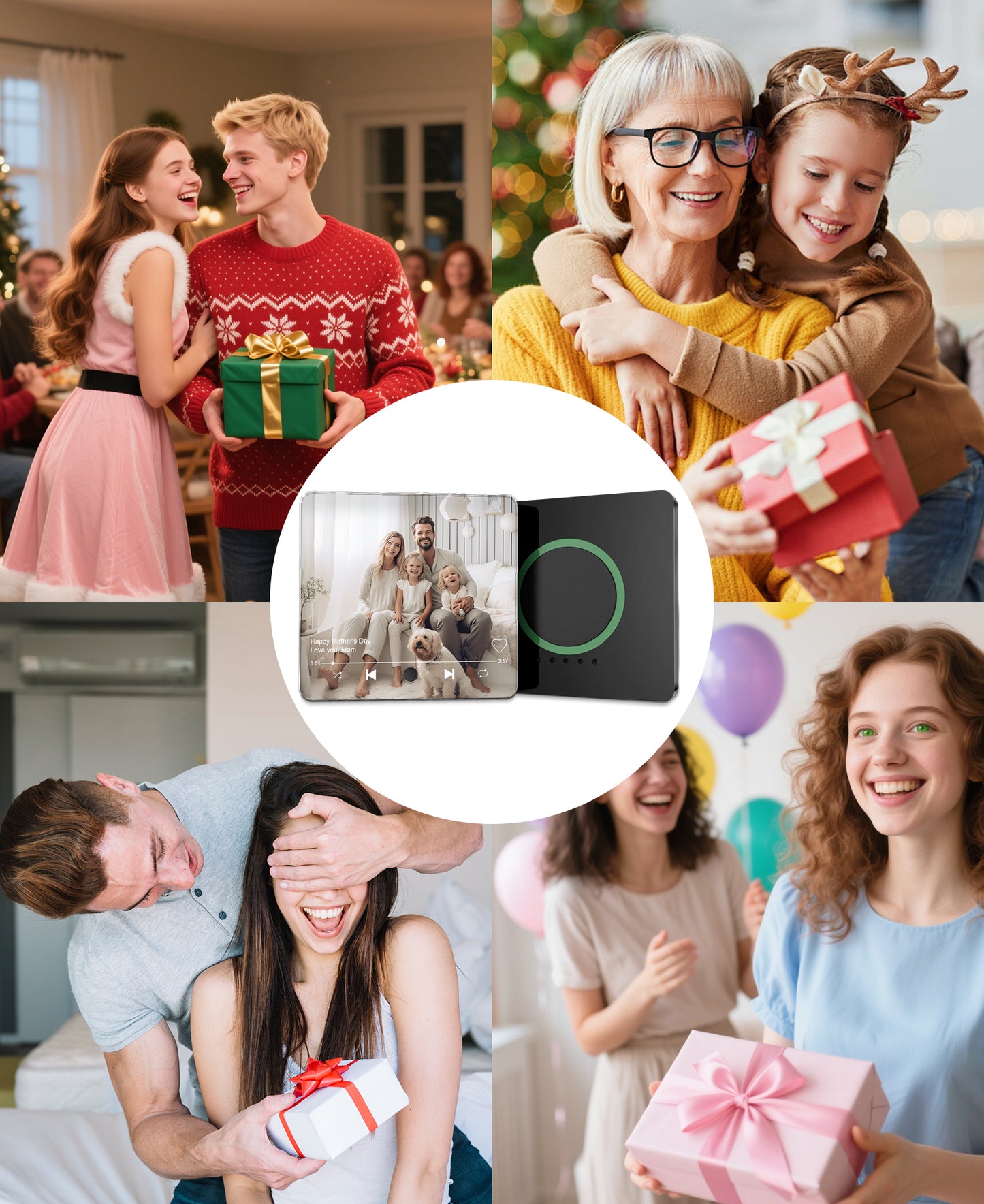 Custom Musical Fridge Magnet - Personalized Gift for Family, Friends, and Partners, Customize Photos, Text, and Music, Ideal for Christmas and Anniversaries